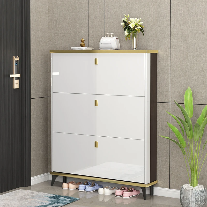 Ultra Thin Shoe Rack Narrow Corridor Organised Entrance Shoe Cabinet Luxury Save Space Zapatero Baul Entrance Furniture Cc50Xg