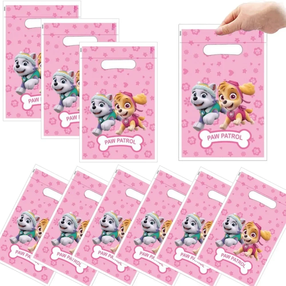 Paw Patrol Party Candy Gift Bags Pink Paw Patrol Skye Packing Bag Loot Bag Kids Girls Birthday Decoration Supplies Baby Shower