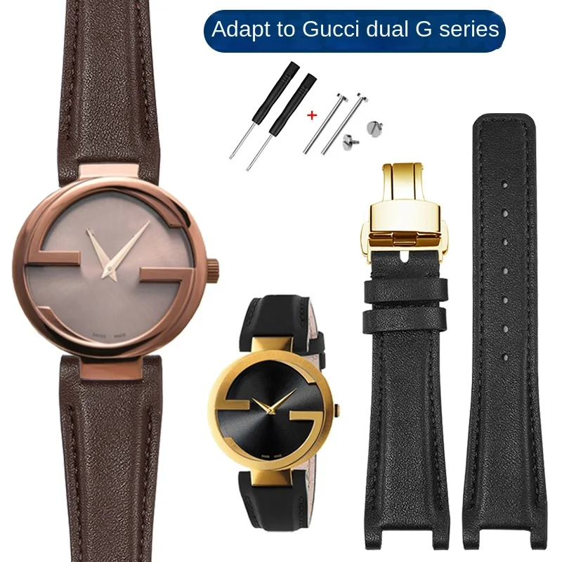 Sostituto Per Ya1332 1333 1335 Gucci Double G Series Maschio Femmina Interfaccia Concava Cinturino In Pelle 16/20/22Mm