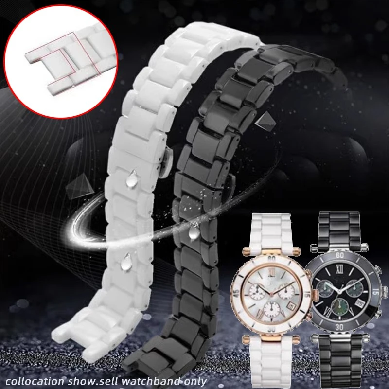 Cinturino In Ceramica Bianca Nera Di Alta Qualità Per Omega Gc Gucci Rossini Notch Watch Strap Uomo Donna Bracciale 20*11Mm 18*10Mm 16*8M