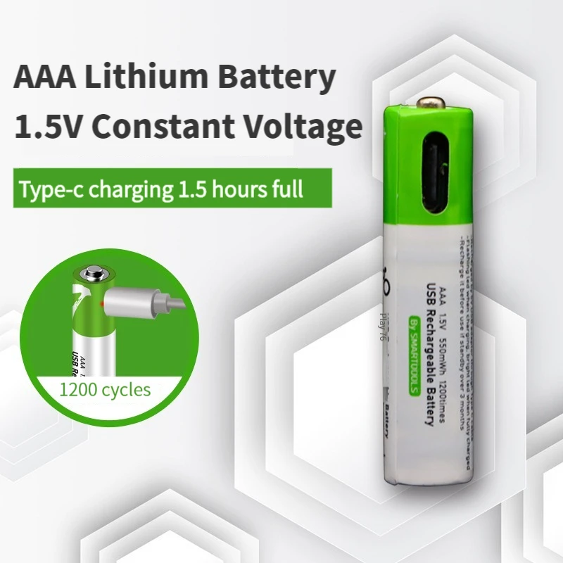 1.5V 550Mwh Aaa Mirco Batteria Ricaricabile Giocattoli Telecomando Lithium Pilha Usb Recarregavel Muslimspedizione Gratuita