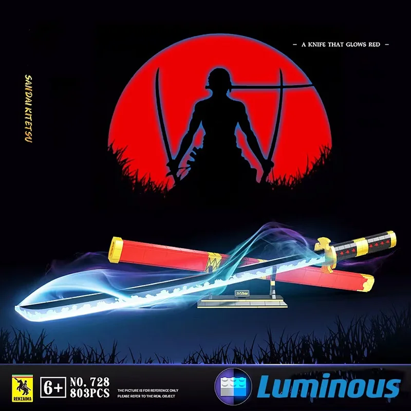Moc One Pieces Katana Roronoa Zoro Tre Coltelli Abilità Di Combattimento Yamato Building Blocks Katana Spada Arma Giocattolo Mattone Per Bambini