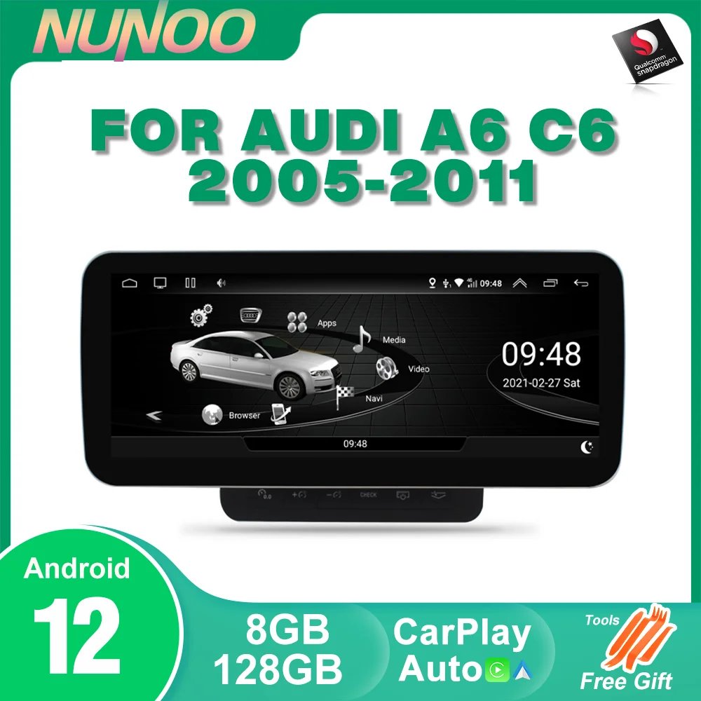 Android 12 8 + 128Gb Carplay Per Audi A6 C6 4F 2005-2011 Mmi 2G 3G Gps Car Multimedia Player Navigazione Auto Radio Stereo Dsp