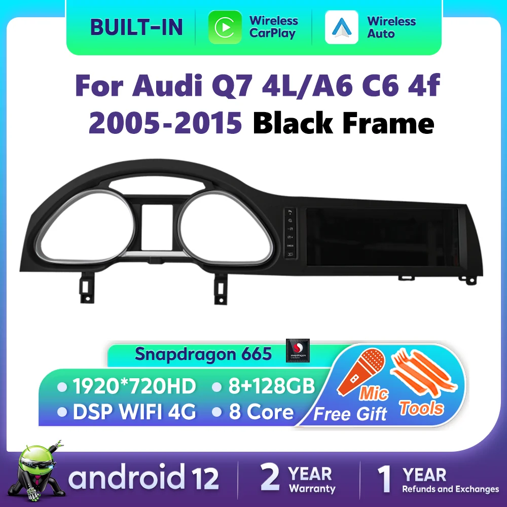Wireless Carplay Android 12 Touch Screen Display Per Auto Per Audi A6 C6 4F Per Audi Q7 4L 2005-2015 Mmi 2G 3G 4G Gps Navi Multimedia