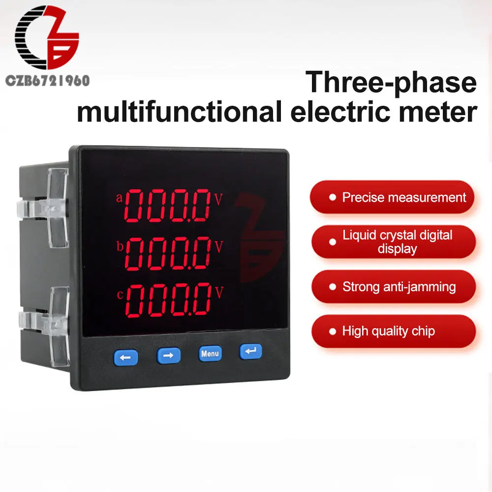 Voltmetro Digitale Trifase Ac 220V Led Multifunzione V A W Va Cos Hz Volt Misuratore Di Frequenza Di Corrente Con Rs485 40-65Hz