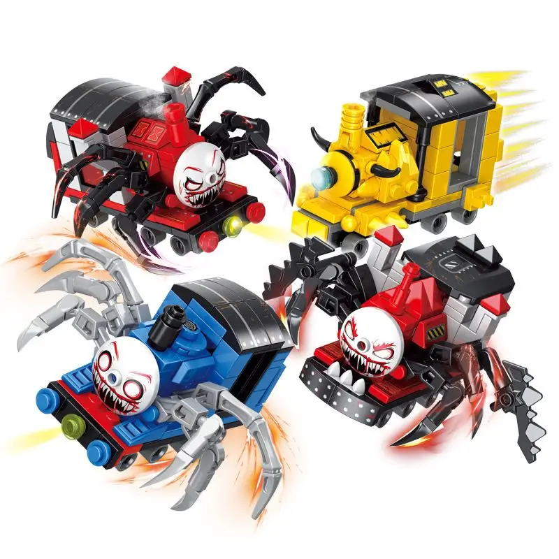 Hot Game Choo-Choo Charles Building Blocks Demonic Spider Train Animal Monster Figures Mattoni Moc Toys For Children Gifts