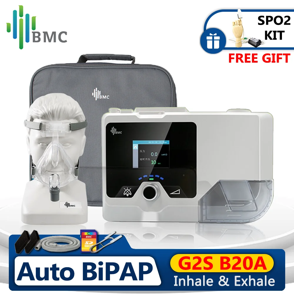 Bmc Bipap Automatico Doppio Livello Macchina Per L'Apnea Notturna G2S B20A Tratta Il Russare Apnee Centrali Genera Report Di Dati Con Maschera A Pieno