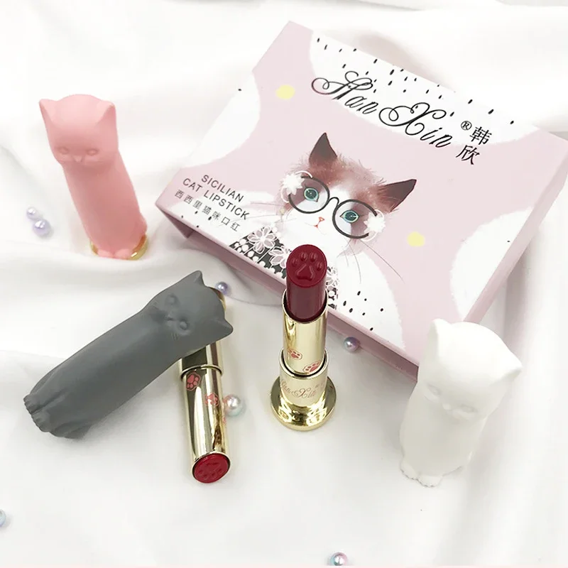 3 Pz/Set Cartone Animato Gatto Rossetto Trucco Gatto Rossetto Set Impermeabile Rossetto Di Cristallo Duraturo Idratante Rossetto Batom