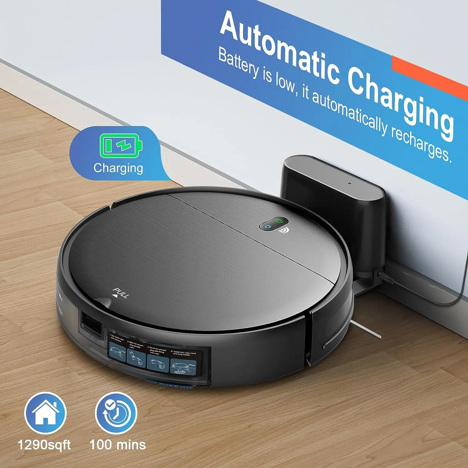 Zcwa Br151 Robot Aspirapolvere Ricarica Automatica 6000Pa Power App Control Serbatoio Dell'Acqua Wet Robot Aspirapolvere Spazzatrice Elettrica