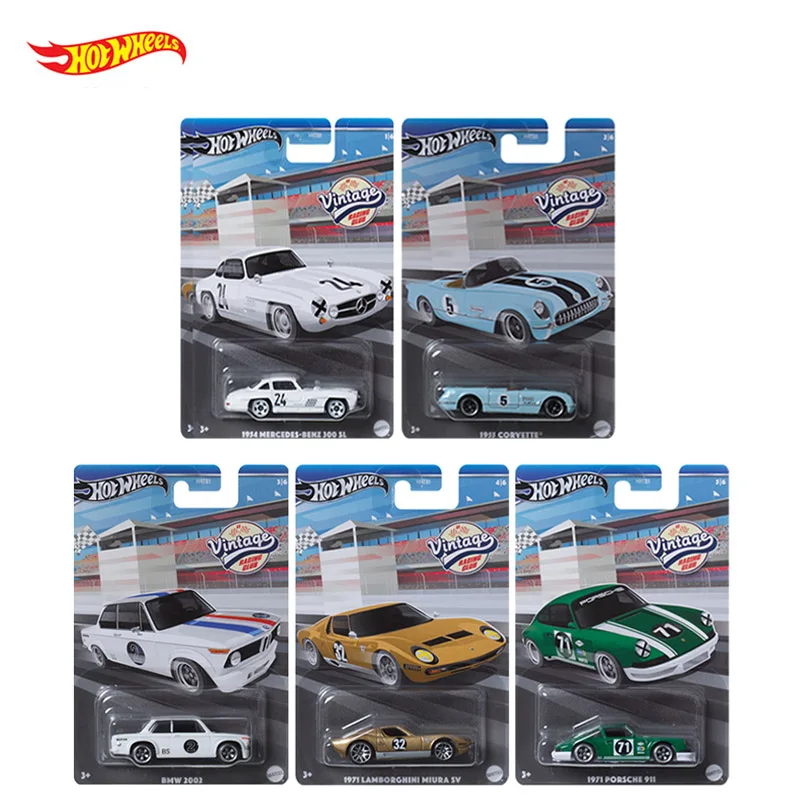 2024 Hot Wheels Vintage Racing Club Bmw 2002 1971 Porsche 911 Mercedes-Benz 300 Sl 1/64 Diecast Modello Di Auto Giocattolo Hrt81