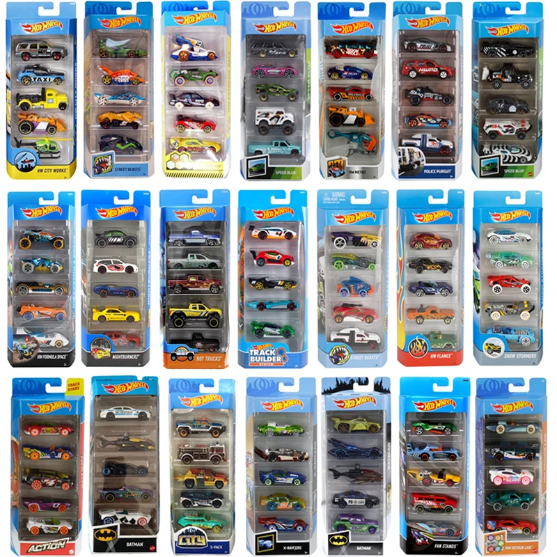 Original Hot Wheels Diecast 5-Pack Sports Car Track Set 1:64 Veicoli In Scala Modello Di Auto In Lega Giocattolo Per Regalo Di Compleanno Per Ragazzi