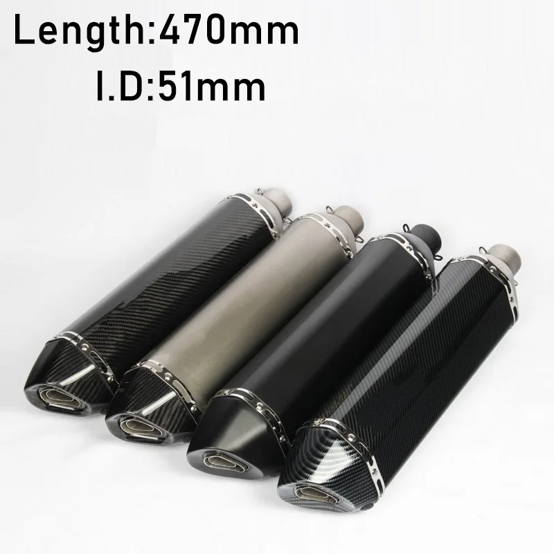 Slip On 470Mm Ingresso Tubo Di Scarico Moto Universale 36 ~ 51Mm Pot Echappement Moto Moto Fuga Marmitta Db Killer Rimovibile