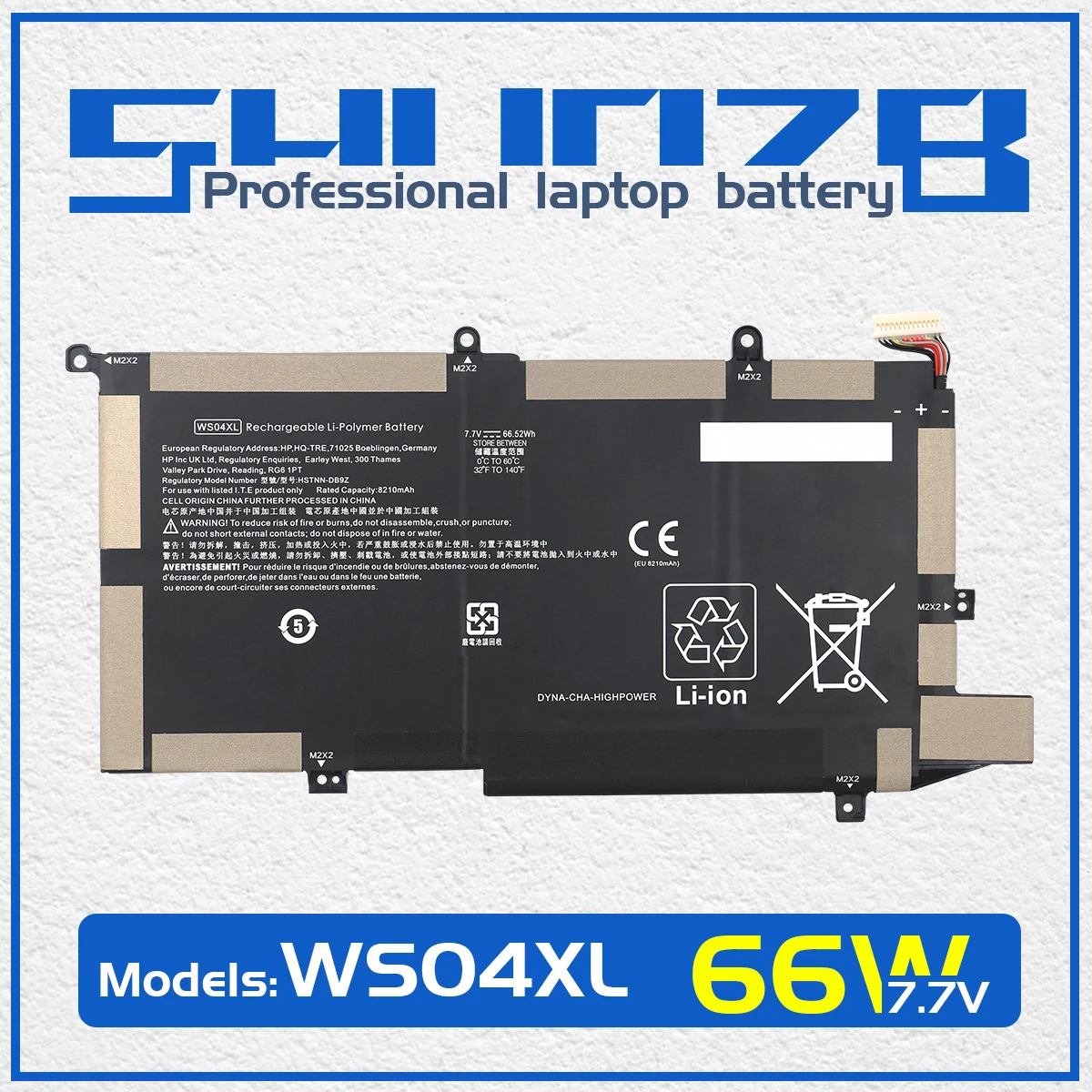 Batteria Per Laptop Shuozb Ws04Xl Per Hp Spectre X360 Serie 14 14T-Ea 14T-Ef 14T-Ea000 Hstnn-Db9Z L97352-2D1 L97357-005 7.7V 66.52Wh