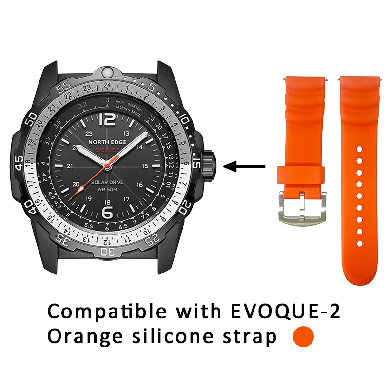Cinturino Antiscivolo In Silicone North Edge 24Mm Compatibile Con Evoque2 Apache Gtavia Aqua