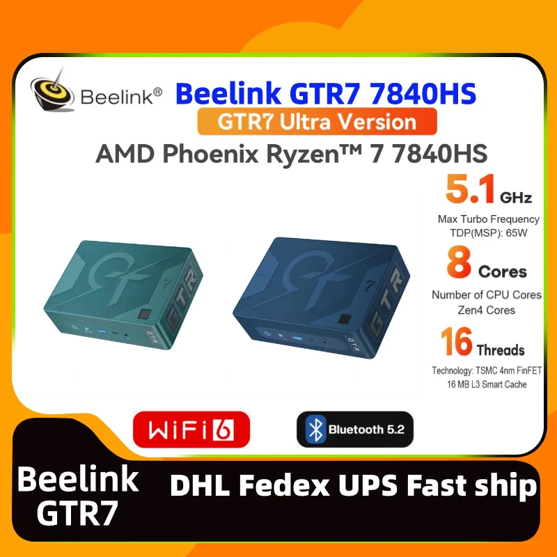 Beelink Gtr7 Amd Ryzen7 7840Hs Gtr7Pro Muslimate Gaming Mini Pc Office Gamer Ram 32G Ssd 1Tb Ddr5 Dp Display Beelink Mini Pc