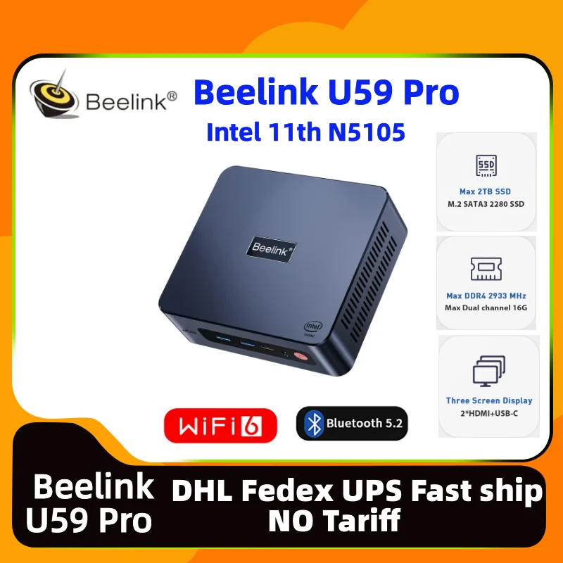 Offical Beelink U59 Pro Office Mini Pc Intel 11Th N5105 8G 16G 512G Dual Wifi Gaming Computer Office Mini Pc Beelink Gk Mini