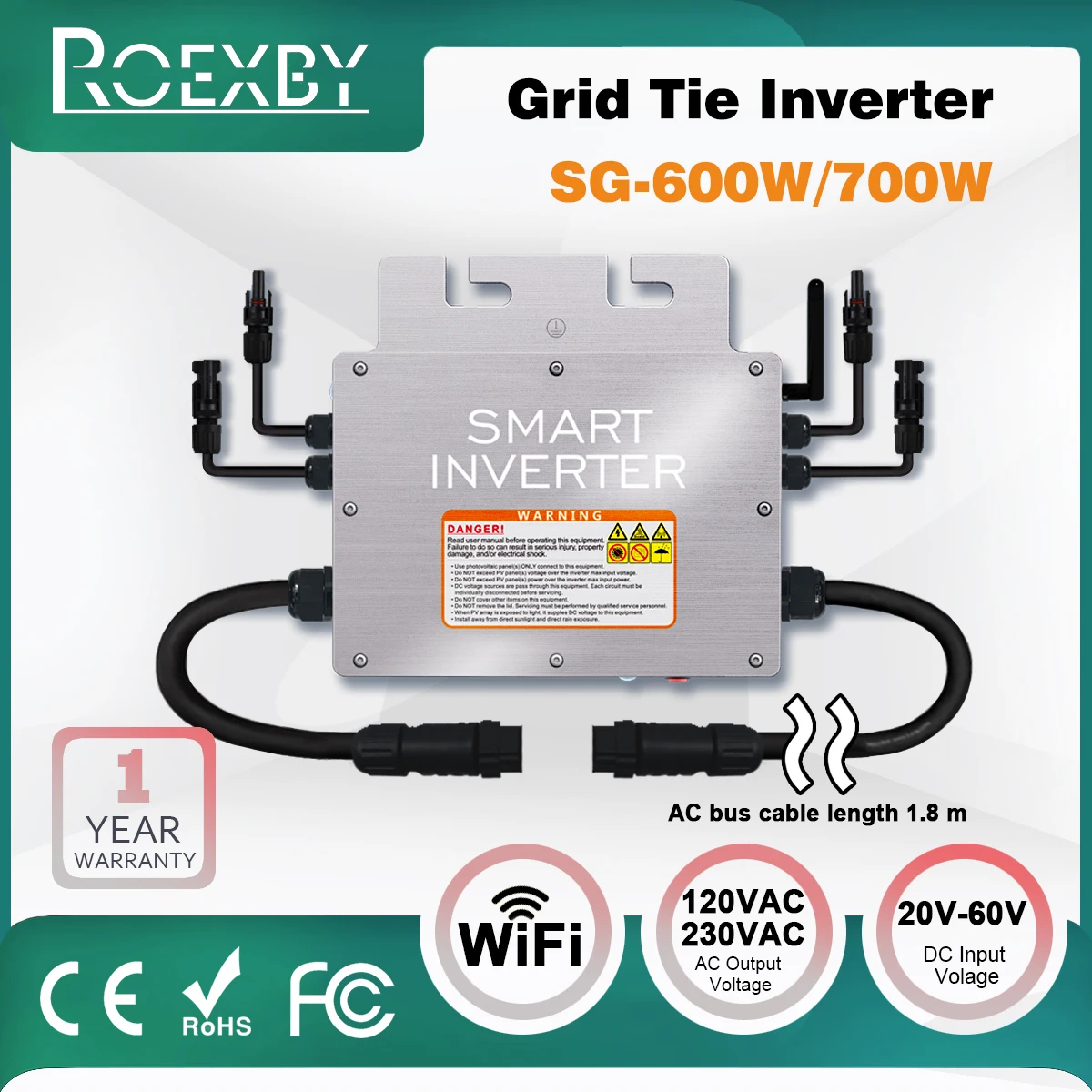 600W 700W Solar Grid Tie Micro Inverter Impermeabile Smart Mppt Impilabile Per 36V Pv Panel Home Dc28V-55V 110V 220V Ac Solar Syste