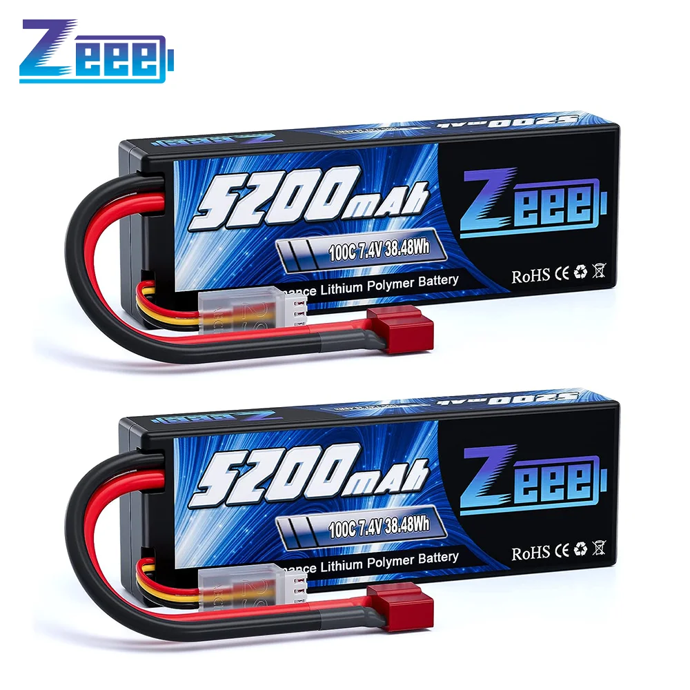 1/2 Unità Zeee Lipo Batteria 2S 7.4V 100C 5200Mah Con Connettore Deans Per Rc Car Truck Vehicle Buggy Losi Rc Racing Models Parts