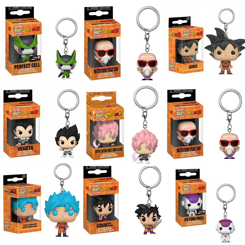 Funko Pop Pocket Portachiavi Dragon Balls Super Saiyan Rose Goku Black Vegeta Gohan Perfect Cell Piccolo Master Roshi Model Toys