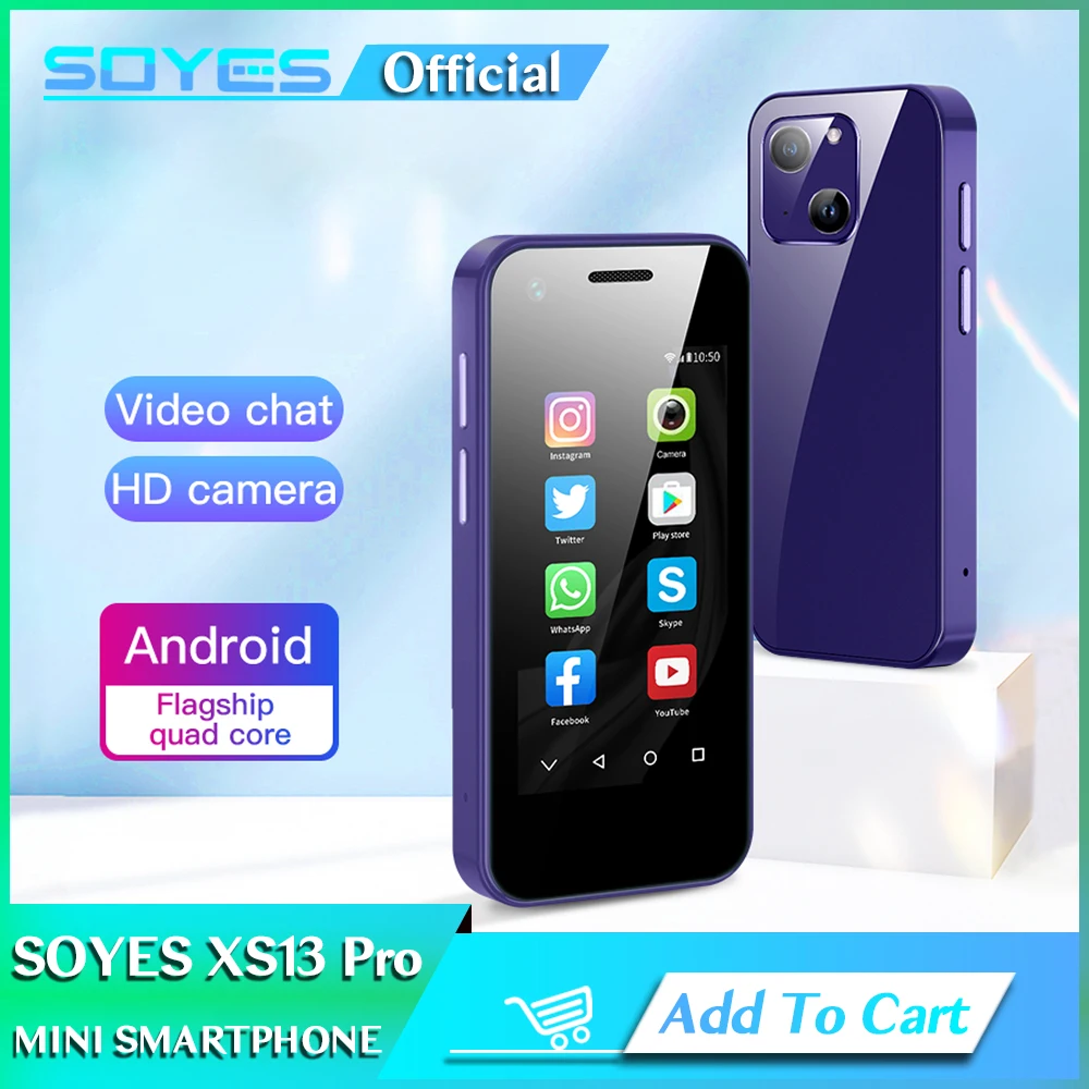 Soyes Xs13 Pro Mini Android Smart Phone Display Da 2.5 Pollici 5Mp Fotocamera Posteriore Dual Sim Standby Play Store Whatsapp 3G Little Phone