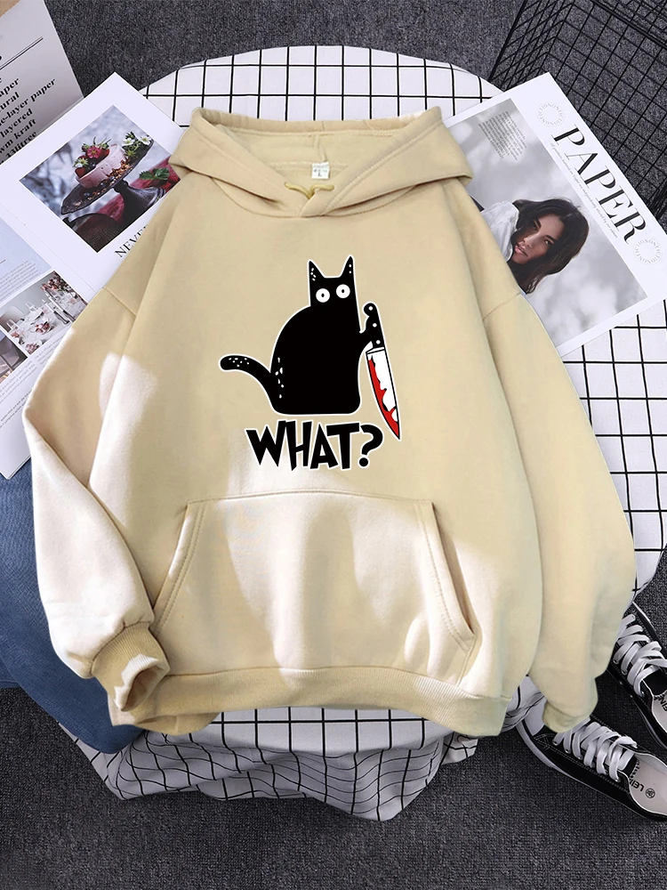 Felpa Con Cappuccio Little Black Cat And Knife Felpa Con Cappuccio Donna Oversize Estetica Felpa Con Cappuccio Donna Inverno Donna Gatti Felpe Con Cap