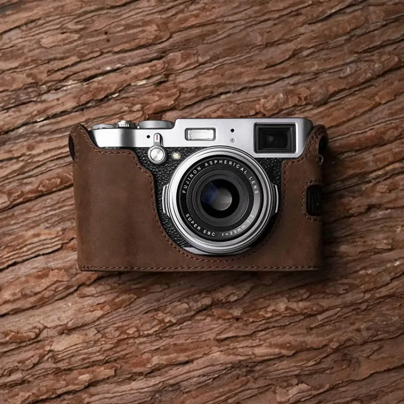 Handmade Genuine Leather Camera Case Video Half Bag Camera Bodysuit Fuji X100F Camera