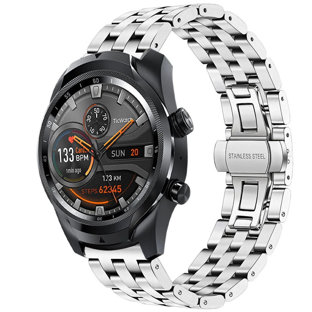 Stainless Steel Straps For Ticwatch Pro 2020/2019 Smart Watch Bands Metal Replace Wrist Bracelets For Ticwatch Gtx/S2/E2 Correa