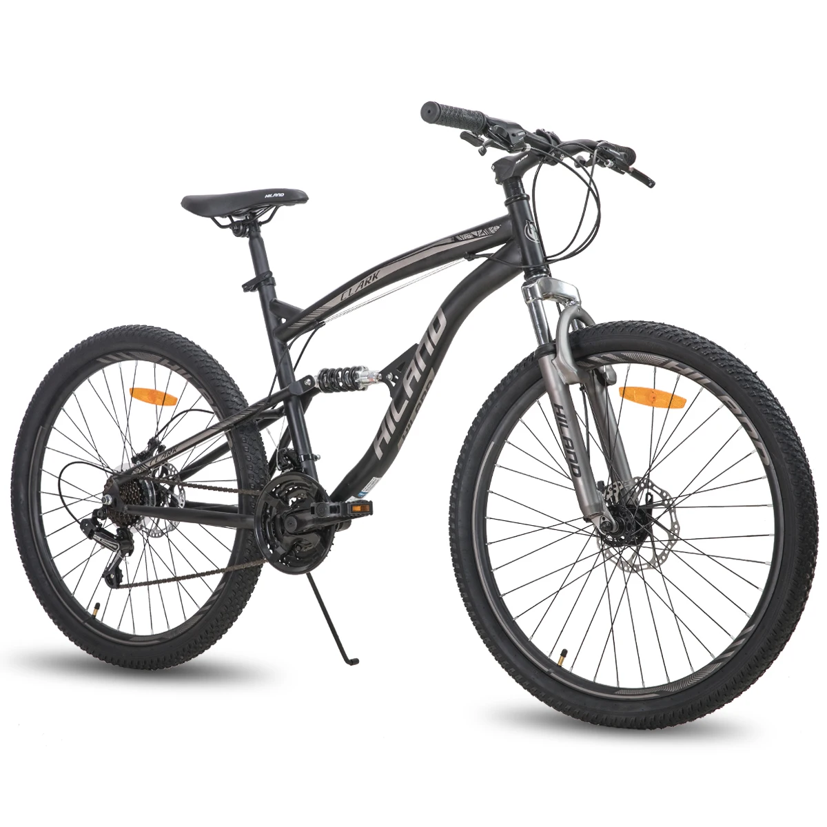 Magazzino Del Regno Unito Nave Libera Hiland 26 Pollici Telaio In Acciaio Mtb 21 Velocità Mountain Bike Bicicletta Doppio Freno A Disco