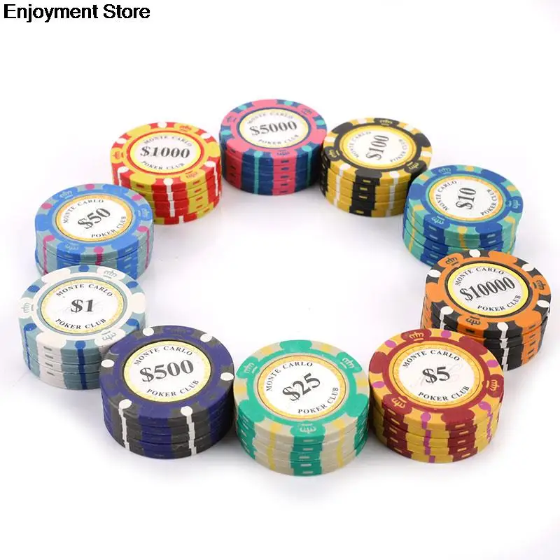5 Pz/Pacco In Ceramica Poker Chips Set Clay Casinò Monete 40Mm Coin Poker Chips Intrattenimento Dollaro Monete Caldo