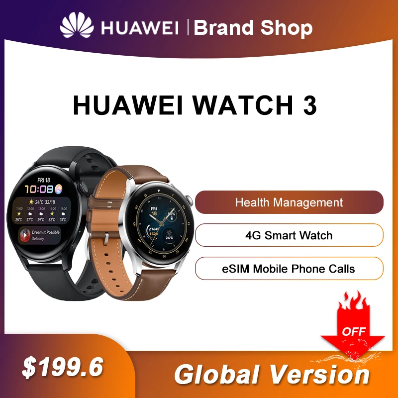 Nuovo Orologio Huawei Originale 3 Smartwatch Sportivo Attivo Esim Chiamata Indipendente Harmonyos Rilevamento Della Temperatura Corporea Orologio Nfc