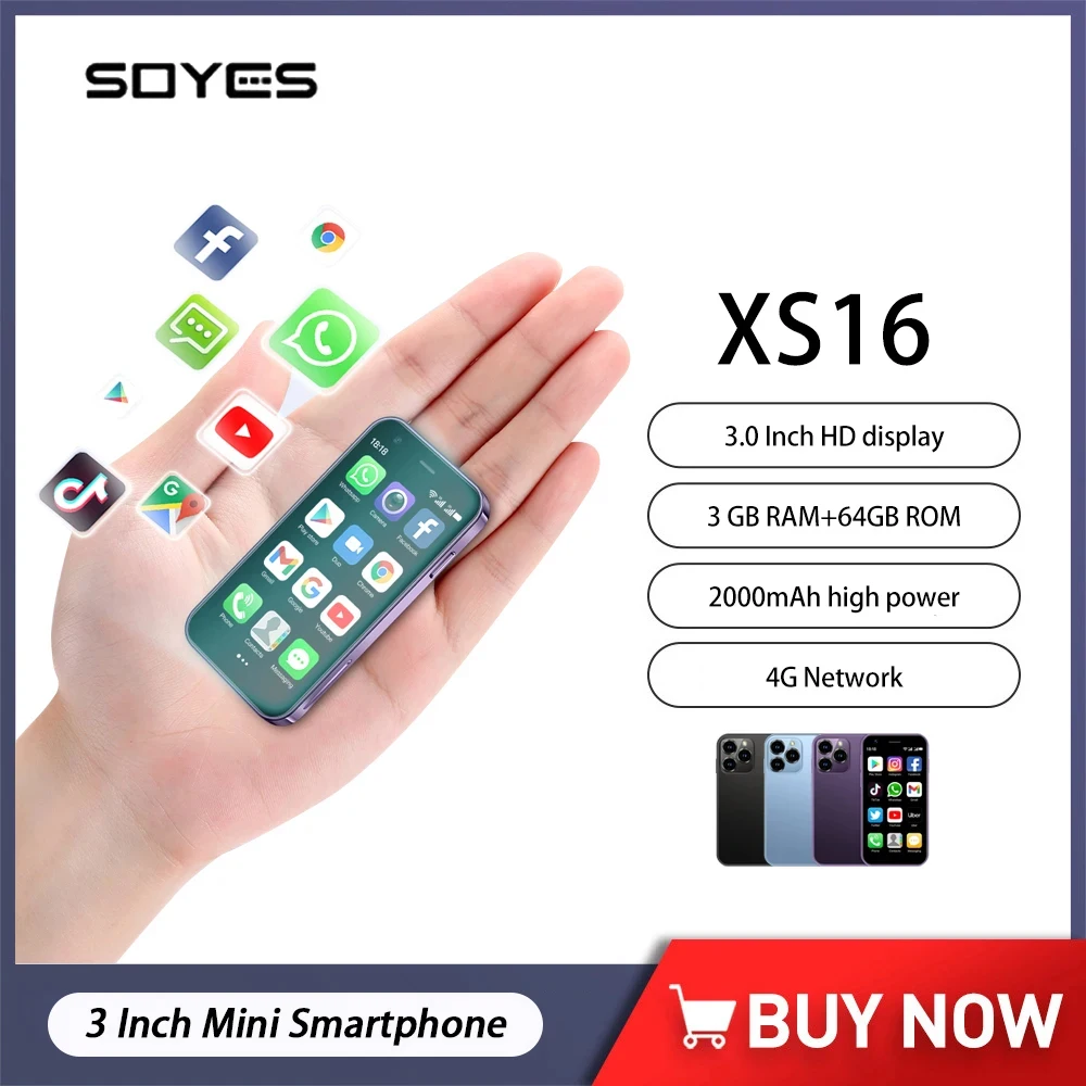 Originale Soyes Xs16 Mini Smartphone Telefono 4G Lte 3Gb + 64Gb 3 Pollici Cellulare Android10 2000Mah 5Mp Dual Sim Mini Telefono Portatile