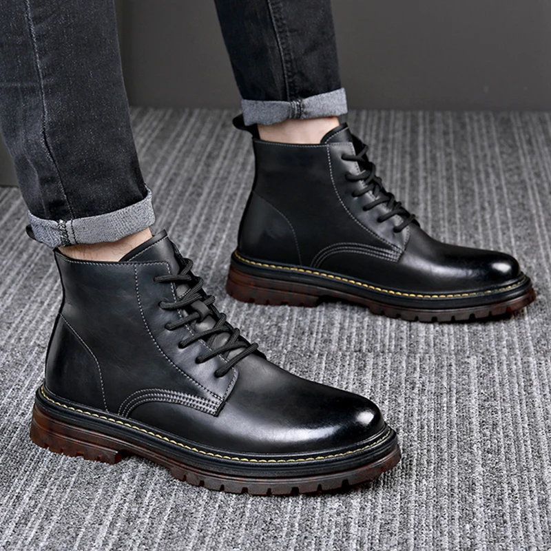 Stivali Corti Martin Mens Derma Inverno Traspirante Cow Rib Sole Low Top British Soft Leather Nero Mid Red Wing Stivali Da Cowboy Scarpe