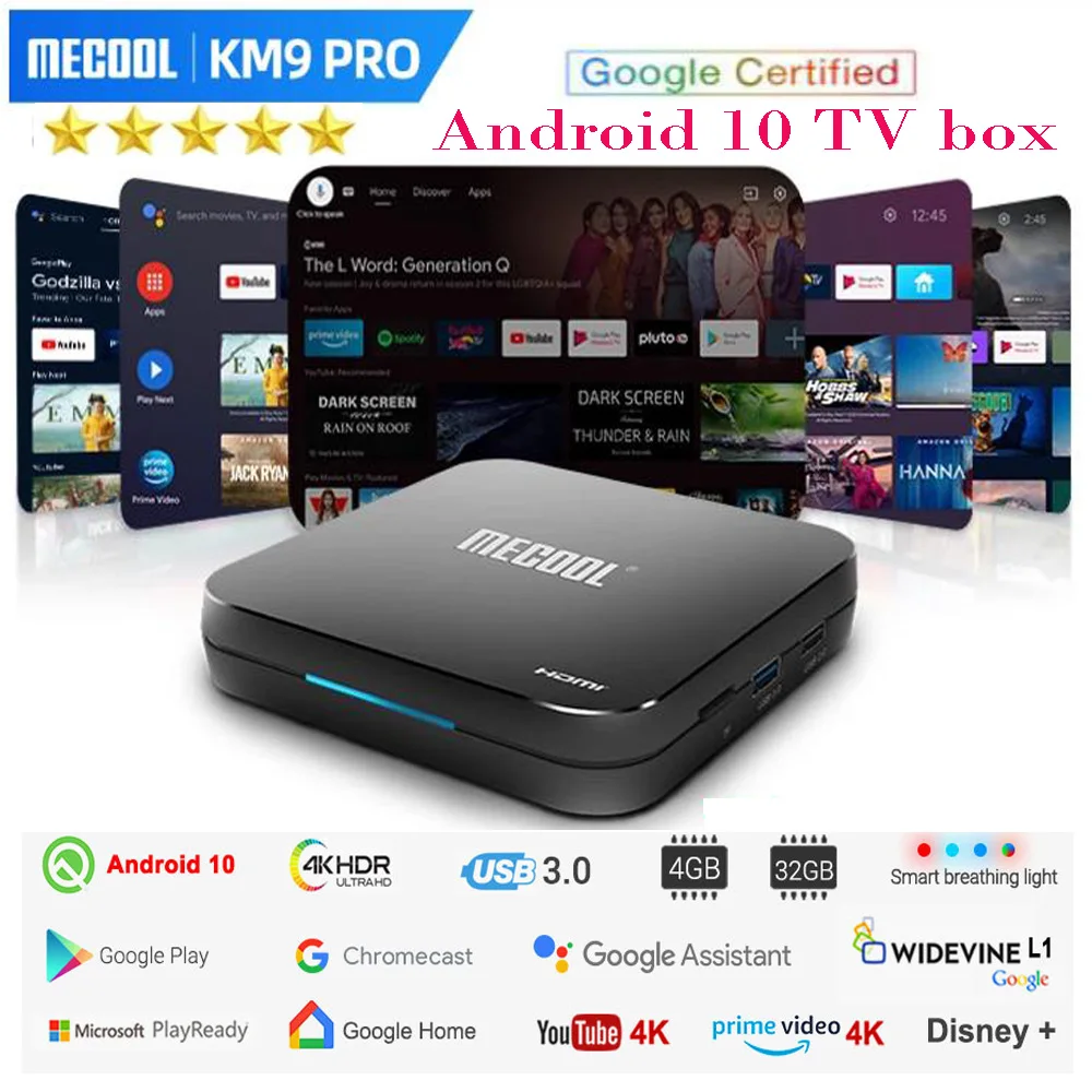 [Genuine]Android Tv Box Mecool Km9 Pro Classic 4K Deluxe 10 Wifi Game Google Certified 16Gb S905X2 Usb3.0 Ip Tv Box Lettore Multimediale