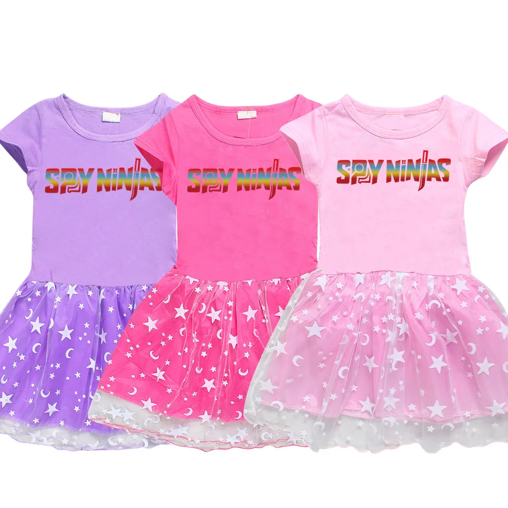 Spy Ninja Kids Dresses For Girls Summer Birthday Party Girl Cute Dress Abbigliamento Per Bambini Princess Dress Toddler Baby Lace Gown