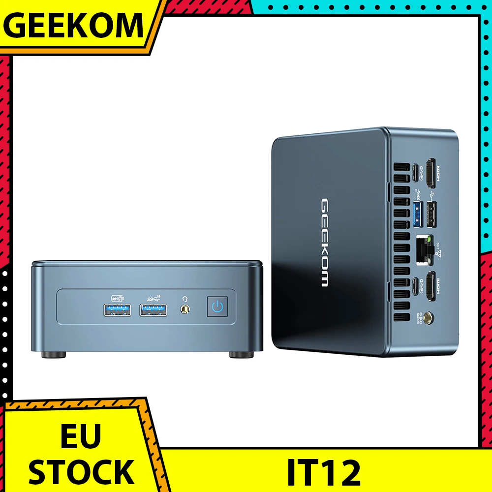 Geekom It12 Mini Pc, Intel I7-12650H 10 Core Fino A 4.70 Ghz, 32Gb Ram 1Tb Ssd, Wifi 6E, 8K + 4K Display Quad, 3 * Usb 3.2