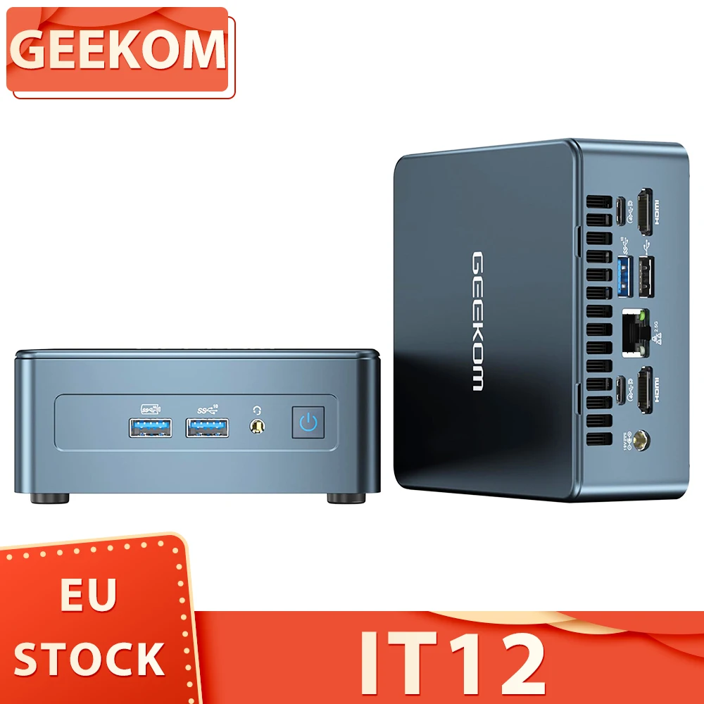 Geekom It12 Mini Pc, Intel I7-12650H 10 Core Fino A 4.70 Ghz, 32Gb Ram 1Tb Ssd, Wifi 6E, 8K + 4K Display Quad, 3 * Usb 3.2