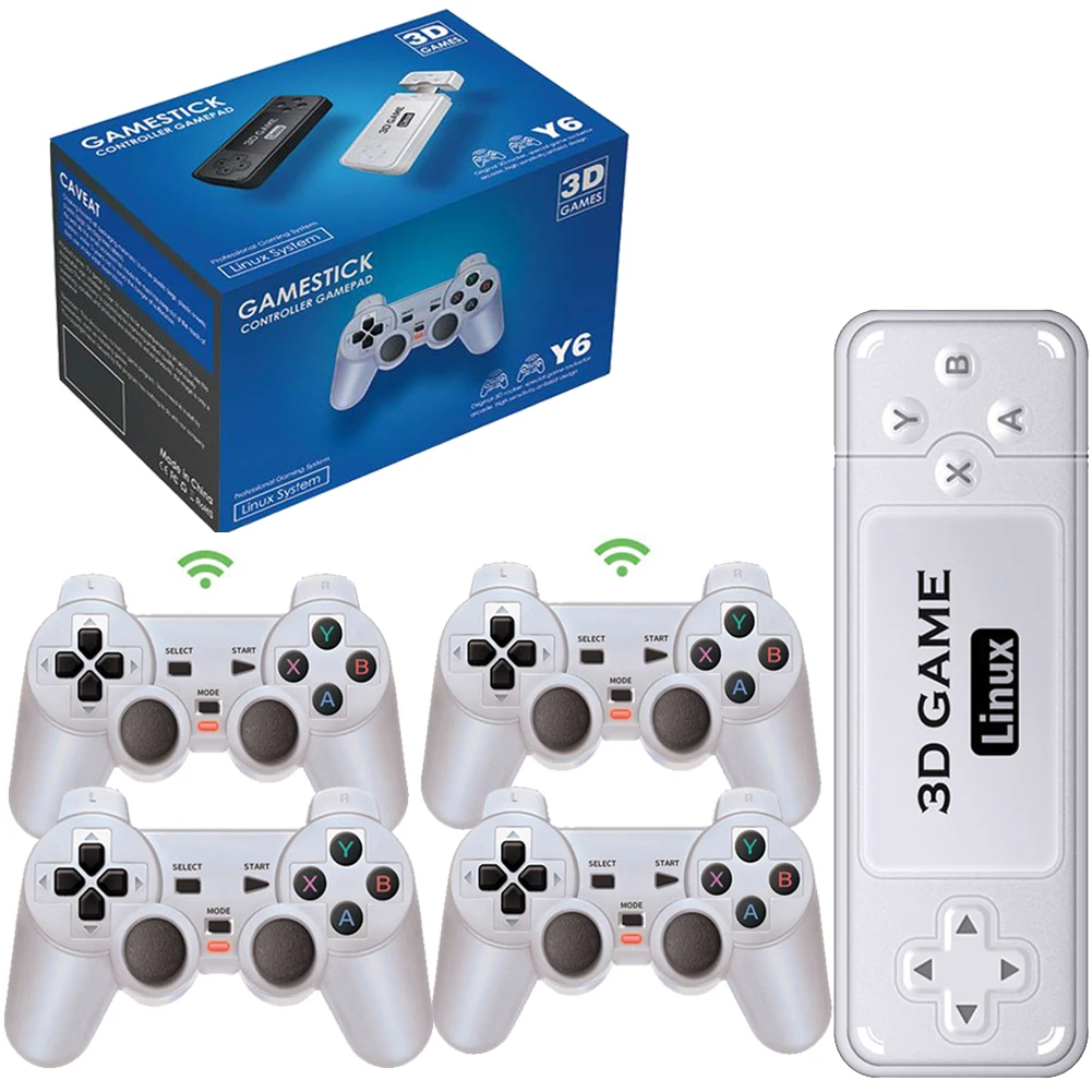 Y6 4K Retro Videogioco Stick Console Per Videogiochi Wireless Integrata In 10000 + Giochi Console Per Videogiochi Retrò 3D In Più Lingue