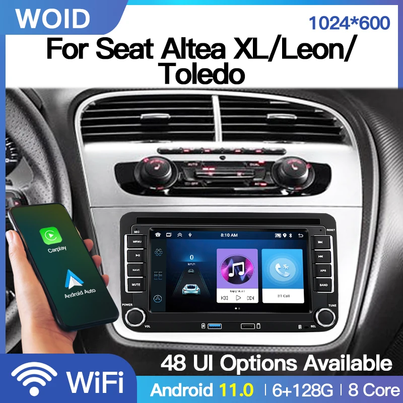 Android 11 Per Seat Altea Xl/Leon/Toledo Volkswagen Vw Car Stereo Radio Player Carplay 2 Din Auto Multimedia Video 7 Pollici Wifi Bt