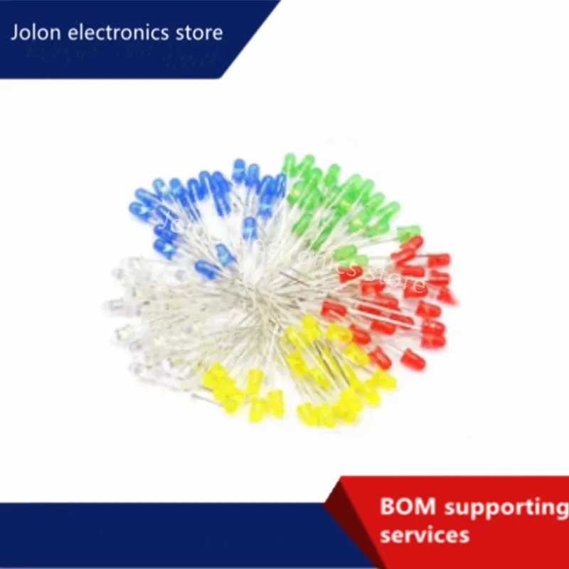 100 Pces 5Mm Diodo Led Kit Luz Emitindo Gruppo Quente Vermelho Ana Verde Uv Laranja Amarelo Cor Rosa Lâmpada Conjunto 2V 3V Pcb