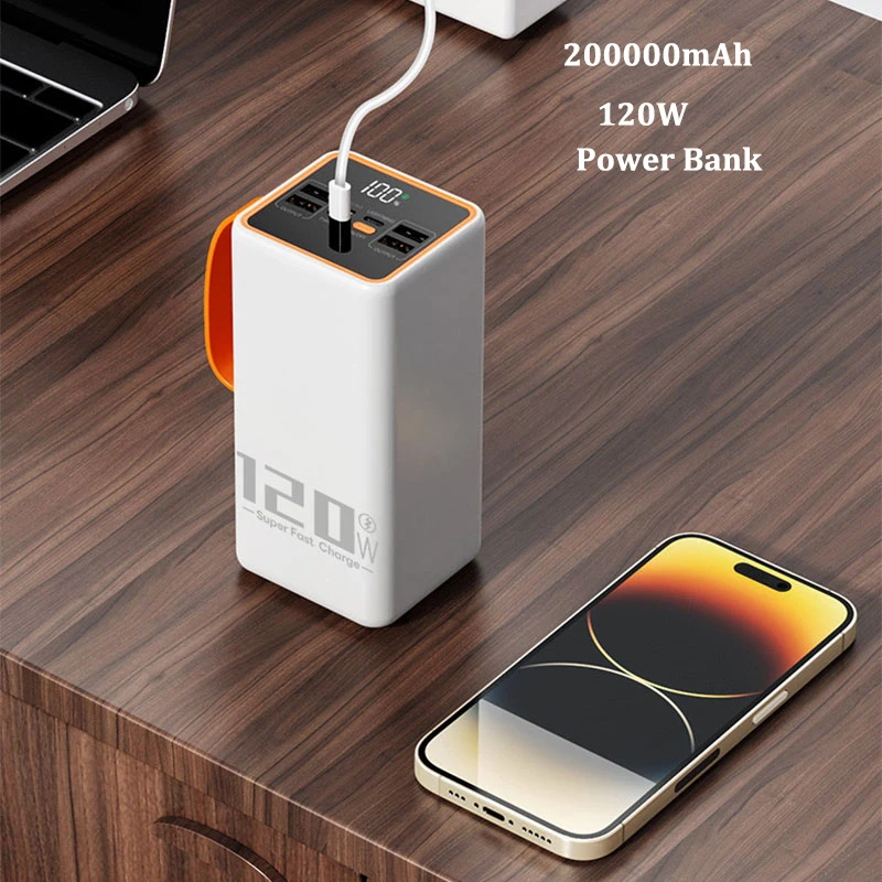 120W Super Fast Charging 200000Mah Power Bank Per Iphone 14 Pro Max Laptop Con Led Light Power Bank Batteria Esterna Portatile