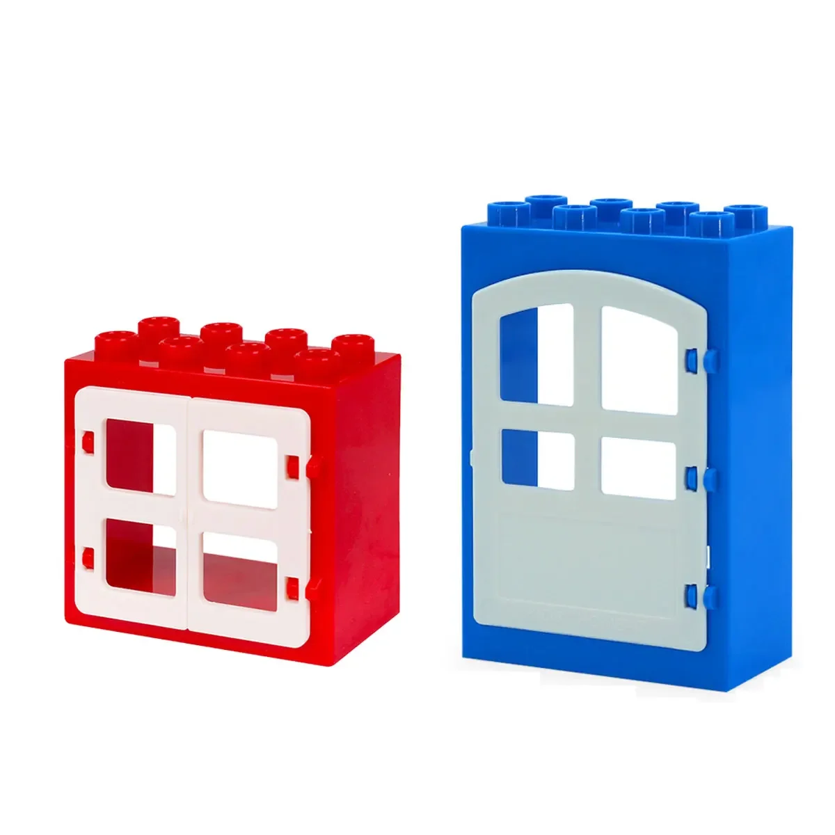Grandi Finestre/Porte In Mattoni 2 Pezzi Blocchi Educativi Classici Fai-Da-Te Compatibili Con Lego Duplo Giocattoli In Mattoni Per Bambini