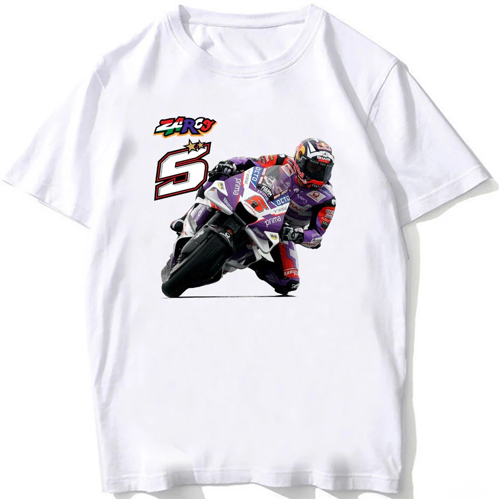 Johann Zarco 5 Gp Legend T-Shirt Uomo Manica Corta Hip Hop Mans Casual Tees Funny Cool Boy Moto Riding Sport Top Bianchi