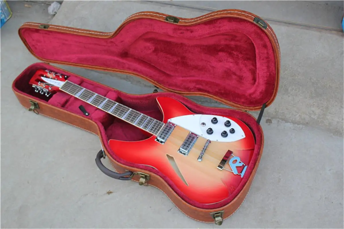 Chitarra Elettrica Classica Rickenbacker 360, Gradiente Rosso, Pickup Doppio, Spedizione Gratuita