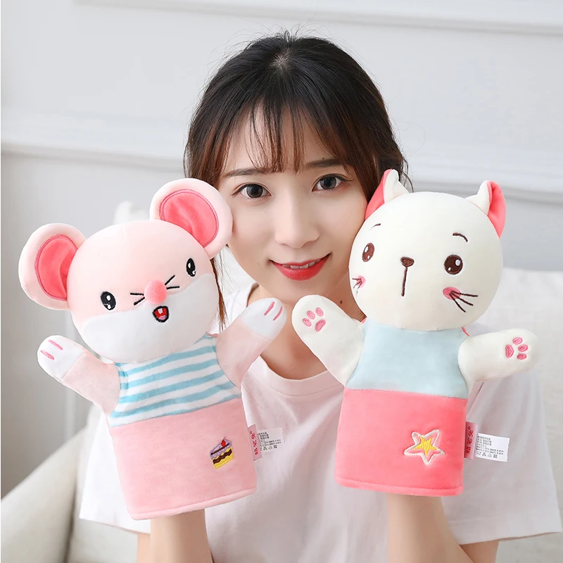 Cartoon Burattino A Mano Carino Stuzzicare Bambino Bambino Zoo Peluche Animale Mano Guanto Burattino Dito Sacco Bambola Di Pezza Divertente Regalo Di 