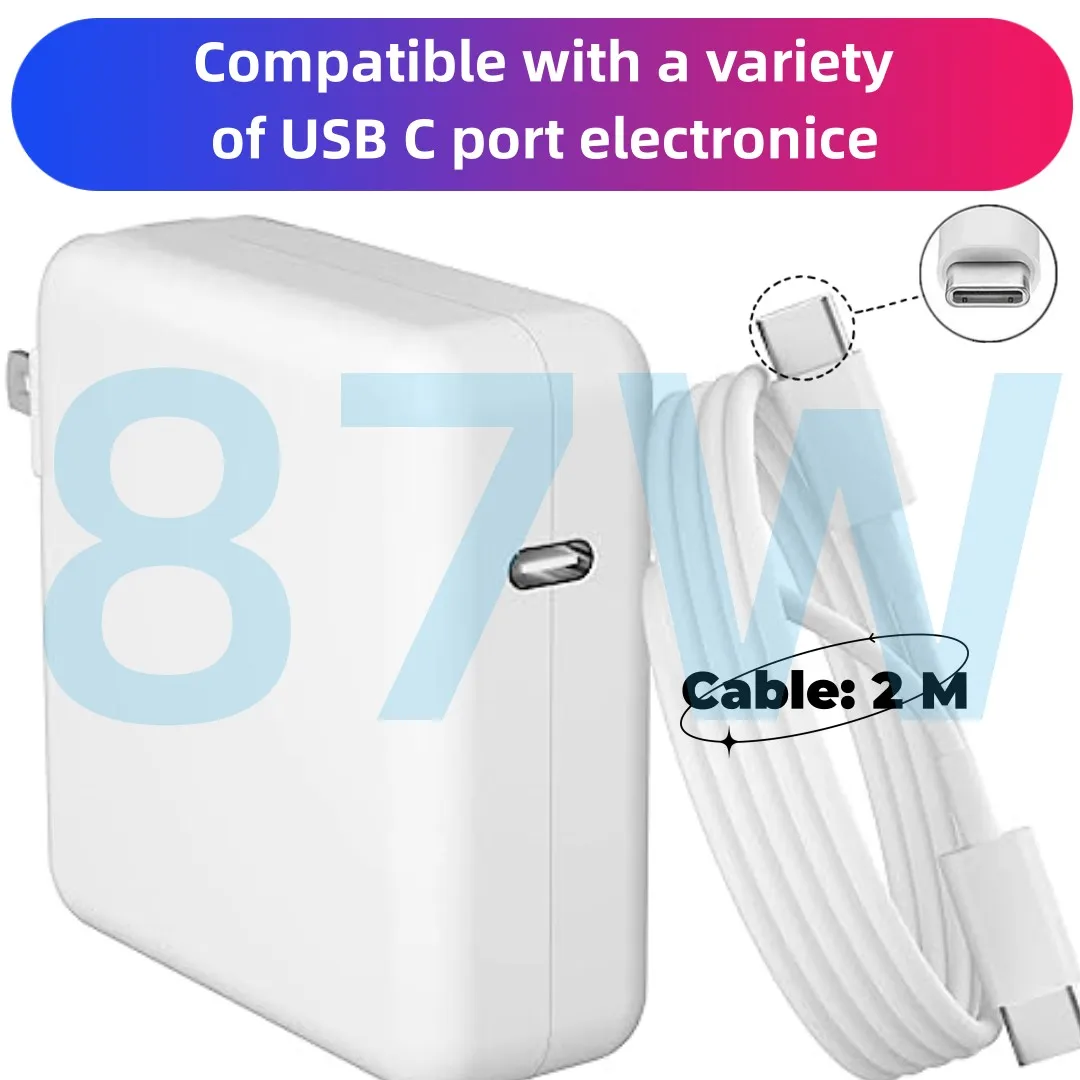 Cargador Usb C De 87 W, Adaptador De Corriente Para Mac Book Para Macbook Pro, Mac Book Air, Samsung, Nintendo Switch, Lenovo, Asus, Dell Usb-C