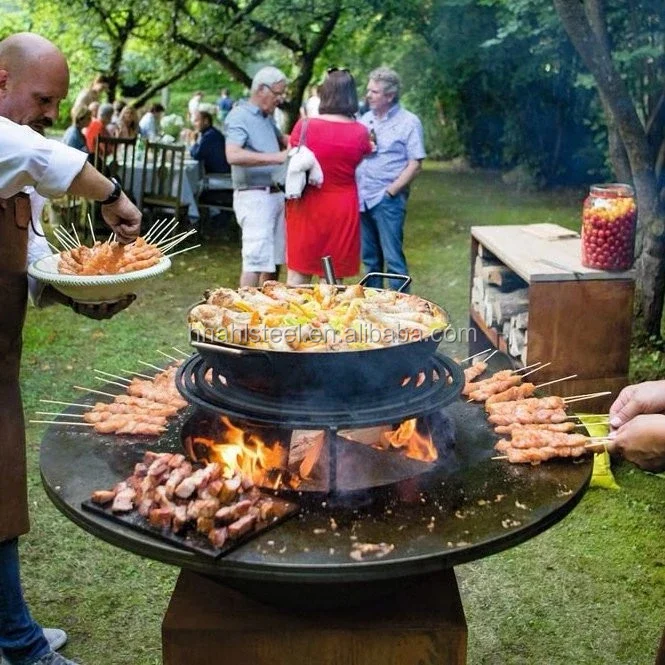 Outdoor Corten Steel European Bbq Grill Metal Barbecue Pit Bbq Grill Outdoor Corten Steel Fire Pit