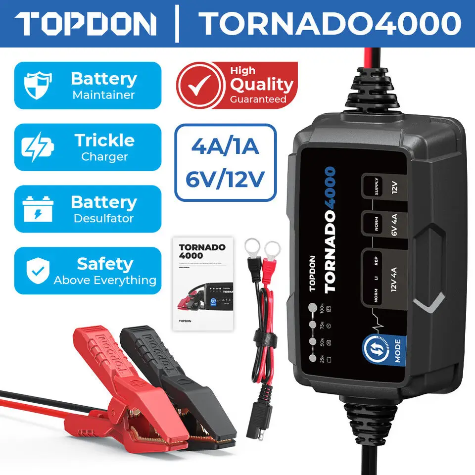 Topdon Tb6000 Pro 6Amp 2-In-1 Caricabatteria Per Auto Intelligente E Tester Per Batterie 6V/12V Portatile Tb6000Pro Litio Al Piombo Fai Da Te