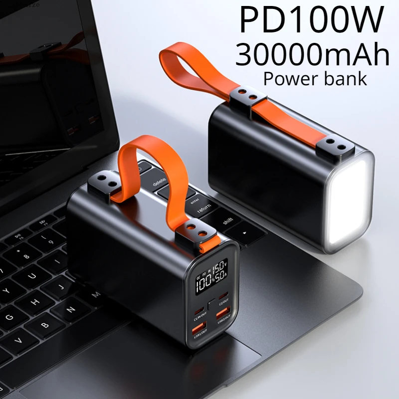 30000Mah Pd100W Power Bank Portatile Powerbank Caricabatteria Esterno A Ricarica Rapida Per Iphone 14 Laptop Notebook Usb-C