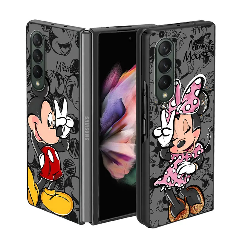 Per Samsung Galaxy Zfold4 Z Fold5 5G Z Fold3 Z Fold4 Funda Shell Disney Mickey Minnie Mouse Custodie Antiurto Cover Black