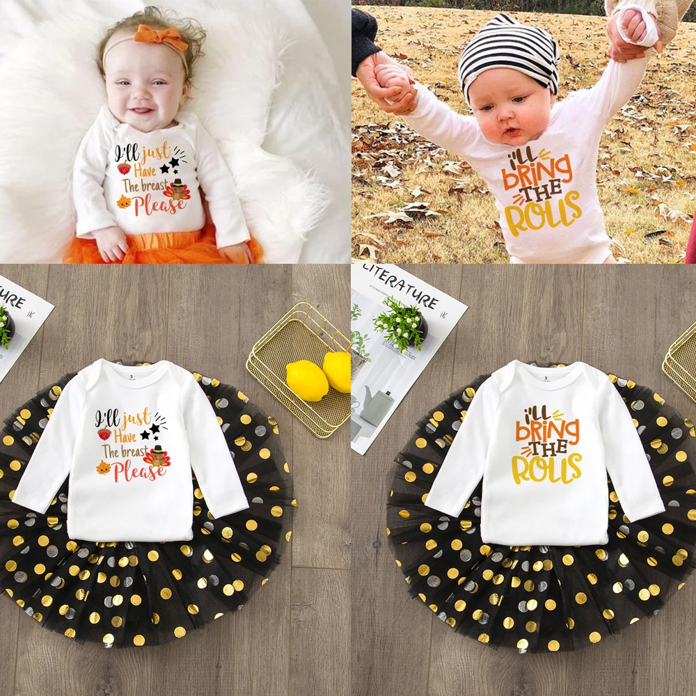 Ho Solo Il Seno Per Favore Ringraziamento + Tutu Ser Turchia Divertente Caduta Vestiti Per Allattamento Al Seno Set 0-24M